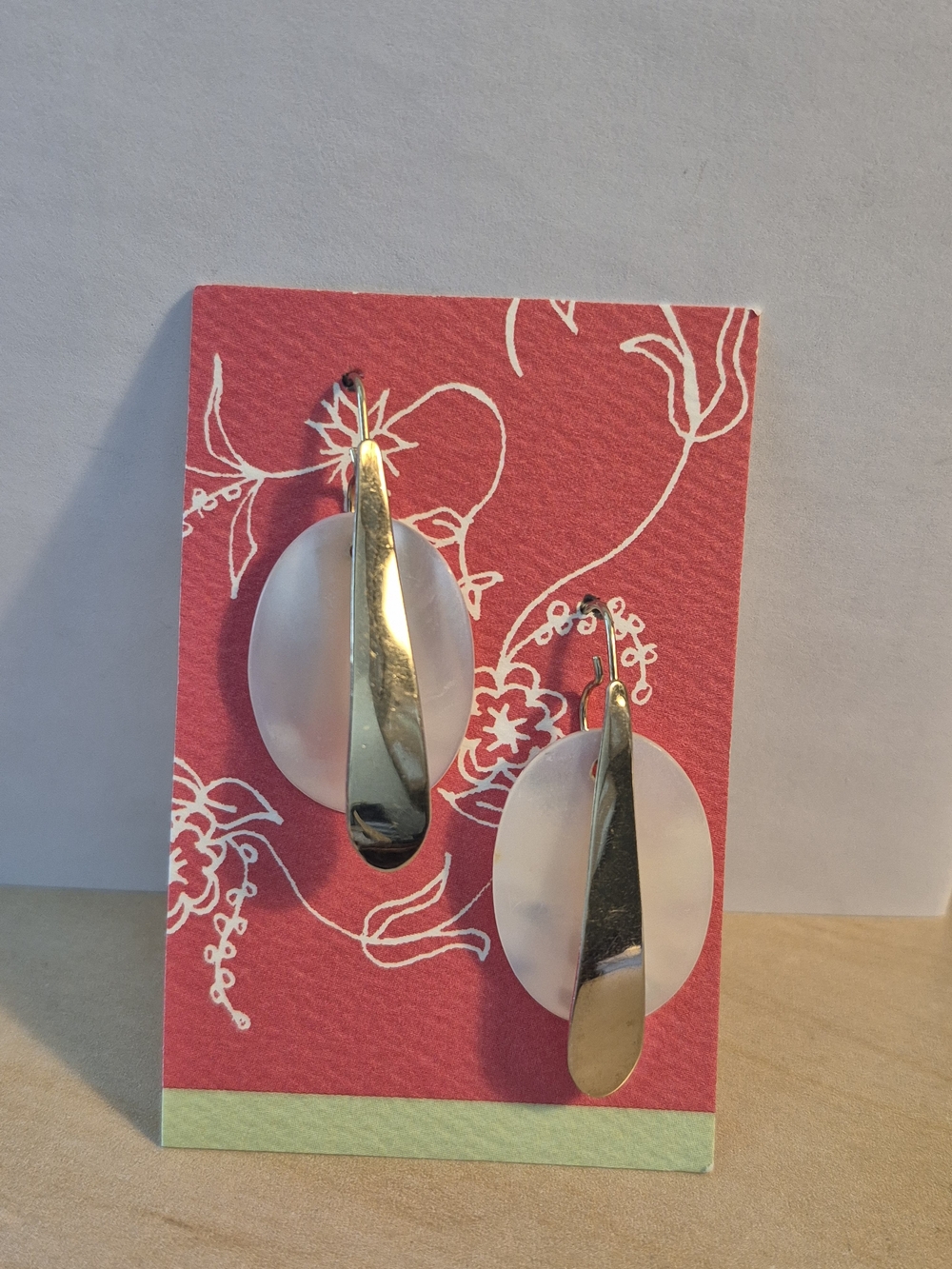 Unique Gold & Mother Of Pearl Like Drop Earrings